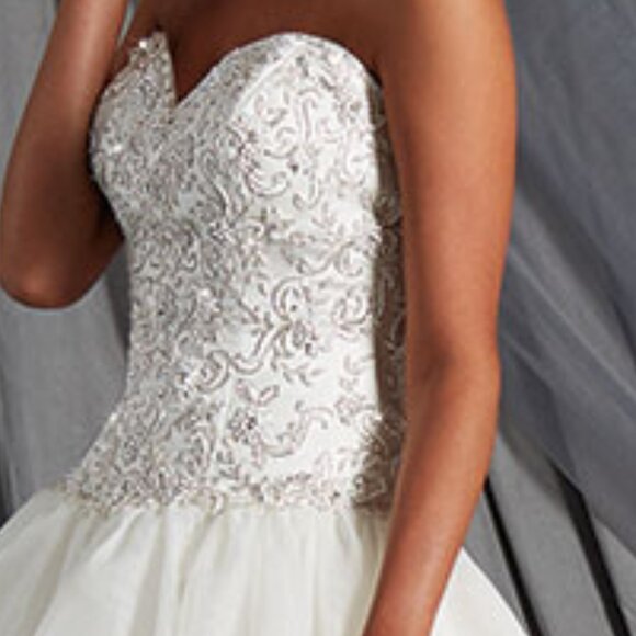 Bridgerton Wedding Dress, light organza ballgown, Size 4, Corset Cathedral Train - Picture 3 of 5